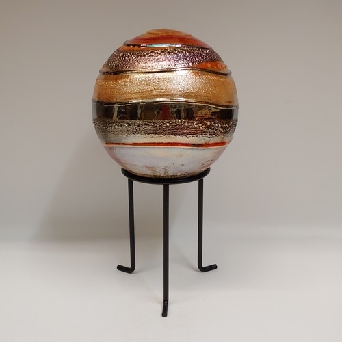 Click to view detail for #221187 Raku Globe on Stand 3xFired 12.5x6x6 $48